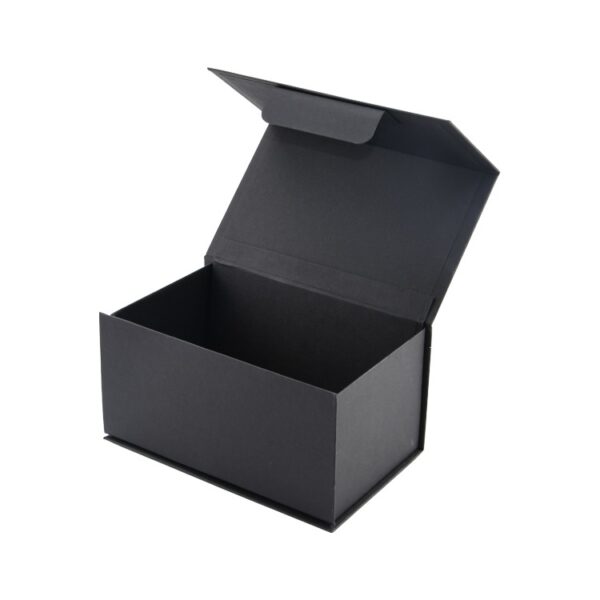 Black Texture Paper Magnetic Lid Gift Box Fancy Paper Rigid Cardboard Packaging Box for Cosmetics with Gold Logo
