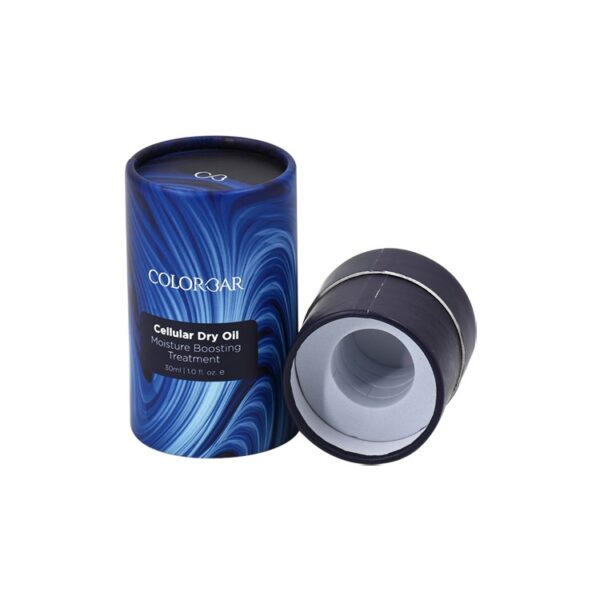 Caja Cilíndrica de Cartón Caja de Tubo Cilíndrico de Papel para Aceite Esencial CBD de 30ml con Logotipo Estampado en Caliente de Plata