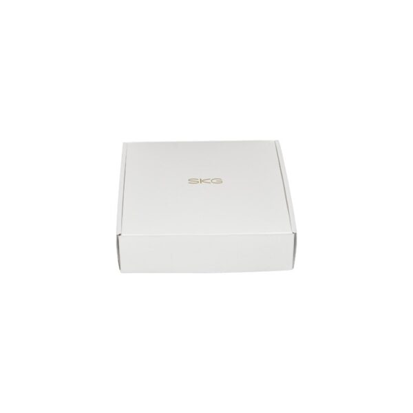 Corrugated Cardboard White Mailer Boxes for Massager Packaging with Plastic Holder and Gold Hot Foiled Logo