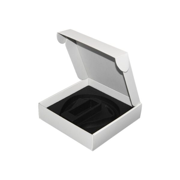 Corrugated Cardboard White Mailer Boxes for Massager Packaging with Plastic Holder and Gold Hot Foiled Logo