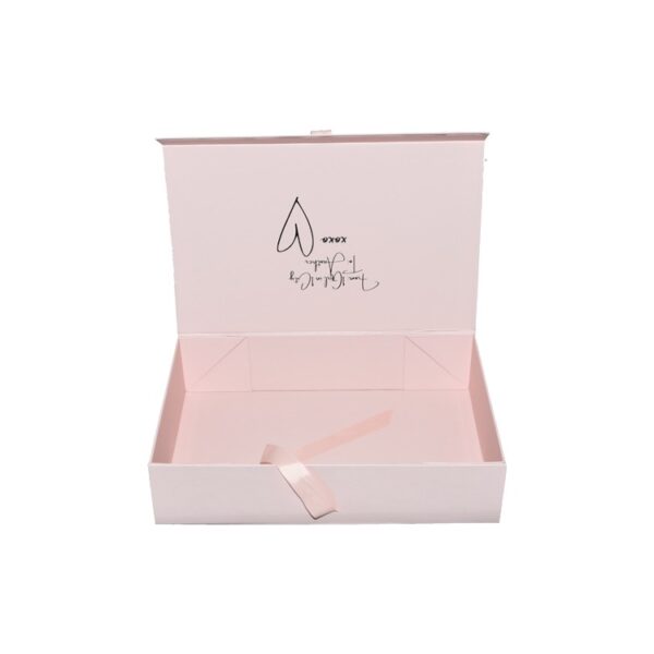 Custom A4 A5 Size Pink Folding Magnetic Gift Box with Ribbon Collapsible Magnetic Closure Storage Boxes