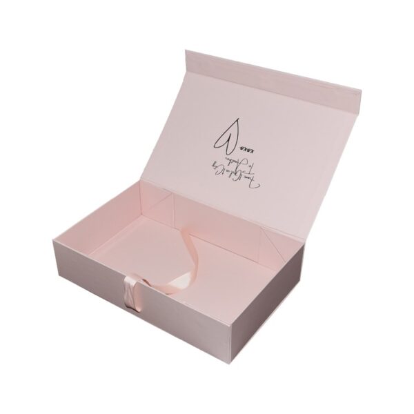 Custom A4 A5 Size Pink Folding Magnetic Gift Box with Ribbon Collapsible Magnetic Closure Storage Boxes
