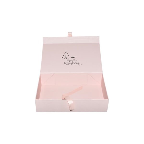 Custom A4 A5 Size Pink Folding Magnetic Gift Box with Ribbon Collapsible Magnetic Closure Storage Boxes
