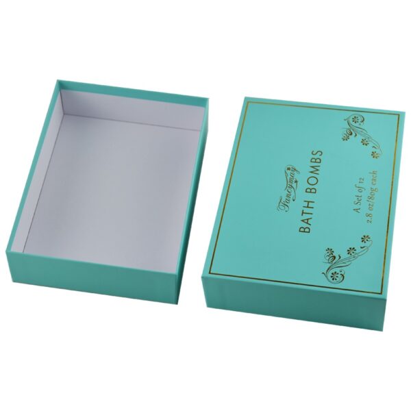 Custom Bath Bomb Packaging Gift Boxes at Wholesale Price in Tiffany Blue Color with Gold Hot Foil Stamping