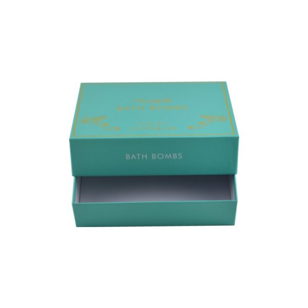 Custom Bath Bomb Packaging Gift Boxes at Wholesale Price in Tiffany Blue Color with Gold Hot Foil Stamping