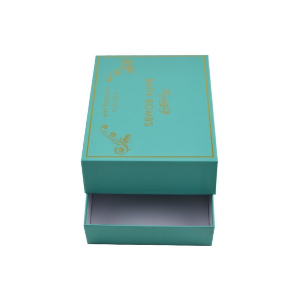 Custom Bath Bomb Packaging Gift Boxes at Wholesale Price in Tiffany Blue Color with Gold Hot Foil Stamping