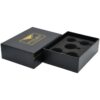 Custom Black Textured Paper Packaging Luxury Gift Boxes with Foam Holder and Gold Hot Foil Stamping Logo