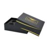 Custom Black Textured Paper Packaging Luxury Gift Boxes with Foam Holder and Gold Hot Foil Stamping Logo