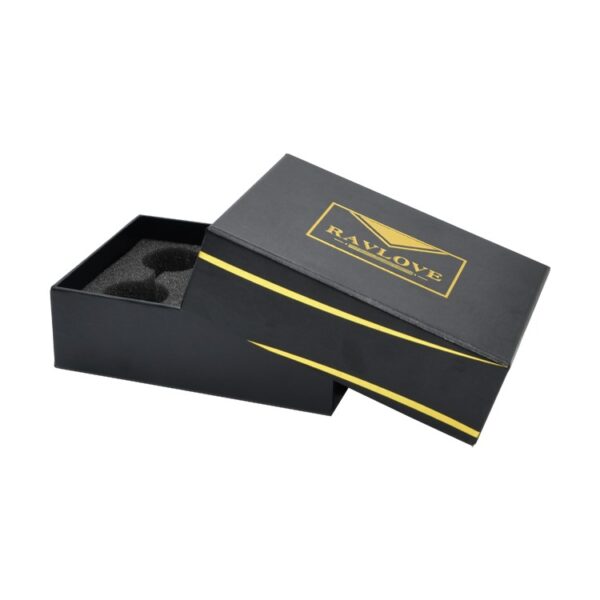 Custom Black Textured Paper Packaging Luxury Gift Boxes with Foam Holder and Gold Hot Foil Stamping Logo