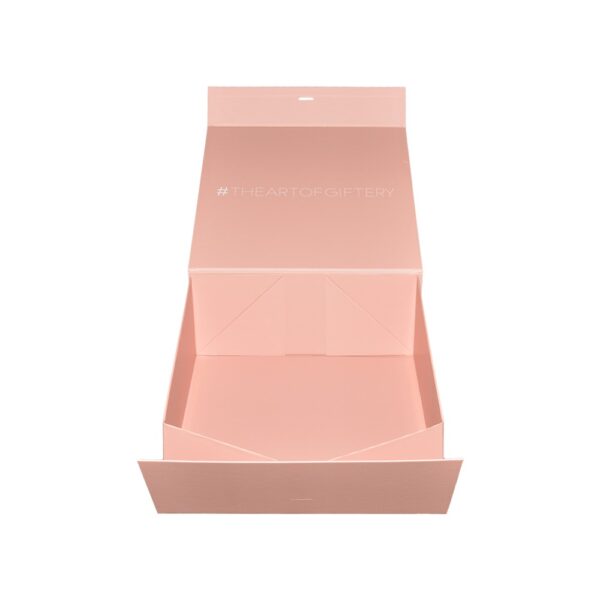 Custom Foldable Blush Pink A5 Gift Box with Changeable Ribbon and Magnetic Closure for Luxury Packaging