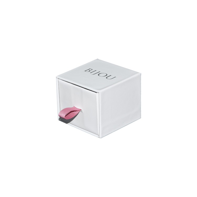 Box Style Library 5 Custom Handmade Rigid Cardboard Slide Open Paper Drawer Gift Boxes for Jewelry Packaging with Silk Handle