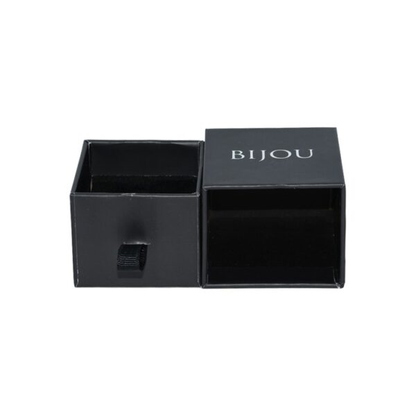 Custom Jewelry Packaging Boxes Ring Packaging Box with Velvet Foam Holder and Silver Hot Foil Stamping Logo