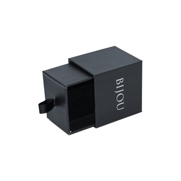 Custom Jewelry Packaging Boxes Ring Packaging Box with Velvet Foam Holder and Silver Hot Foil Stamping Logo