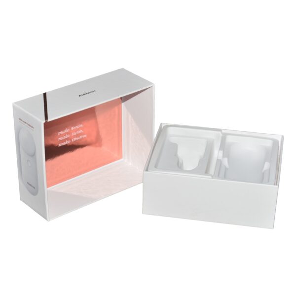 Custom Lid and Base Paper Box with Plastic Holder and Gold Hot Foil Stamping Logo for Electronics Packaging