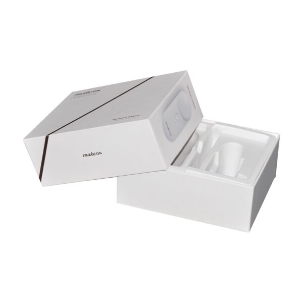 Custom Lid and Base Paper Box with Plastic Holder and Gold Hot Foil Stamping Logo for Electronics Packaging