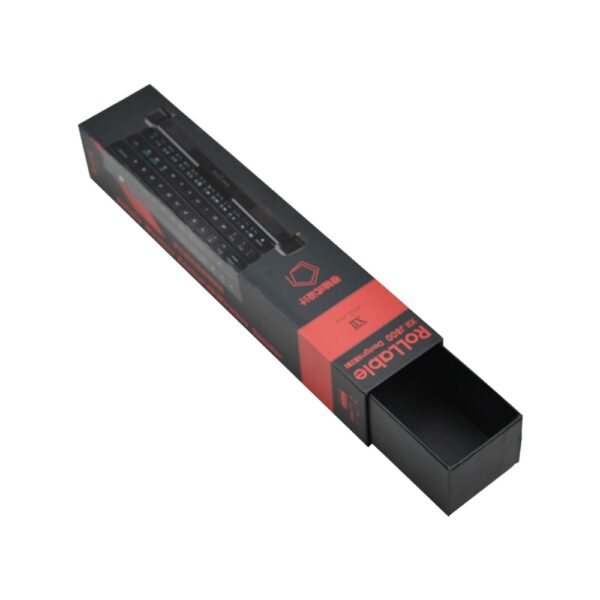 Custom Logo Long Narrow Black Paper Drawer Packaging Box for Keyboard Packaging with spot UV Logo