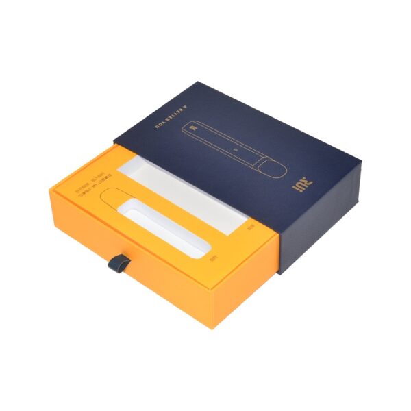 Custom Logo Paper Electronic Cigarette Drawer Gift Packaging Box with Learth Handle and Cardboard Holder