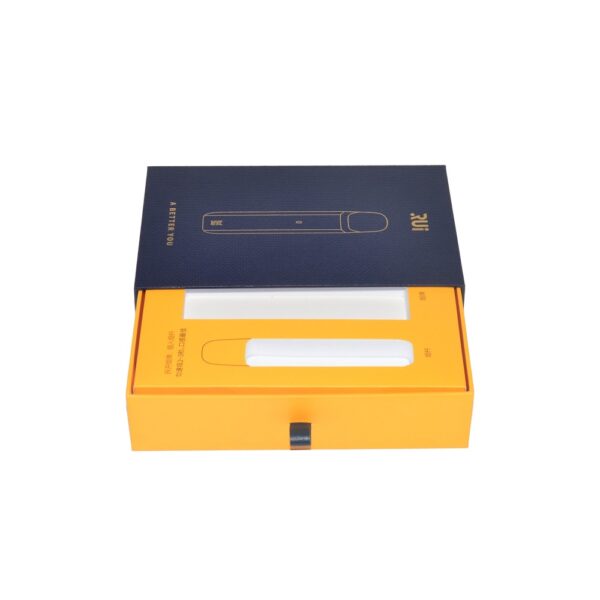 Custom Logo Paper Electronic Cigarette Drawer Gift Packaging Box with Learth Handle and Cardboard Holder