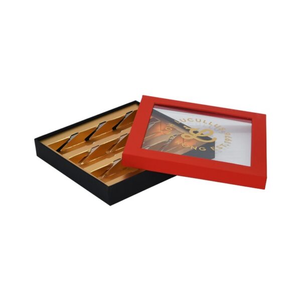 Custom Luxury Cardboard Paper Gift Packaging for Cookie Candy Chocolate Boxes With Gold Cardboard Dividers