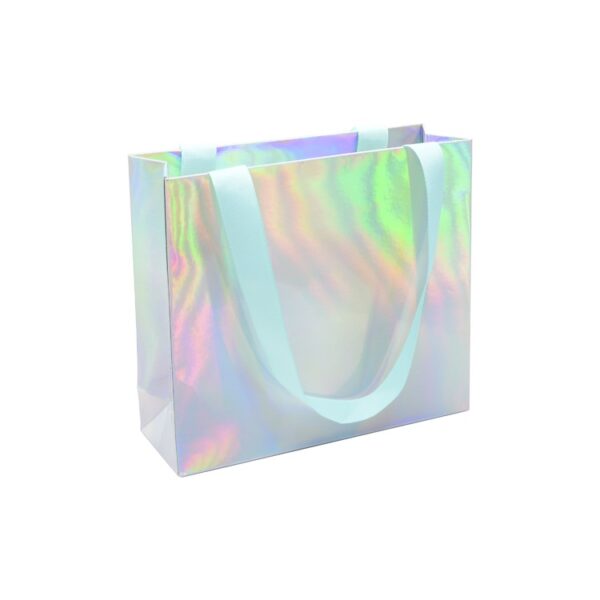 Custom Luxury Holographic Paper Shopping Bag Holographic Paper Gift Bag for Cosmetic Retailing Packaging