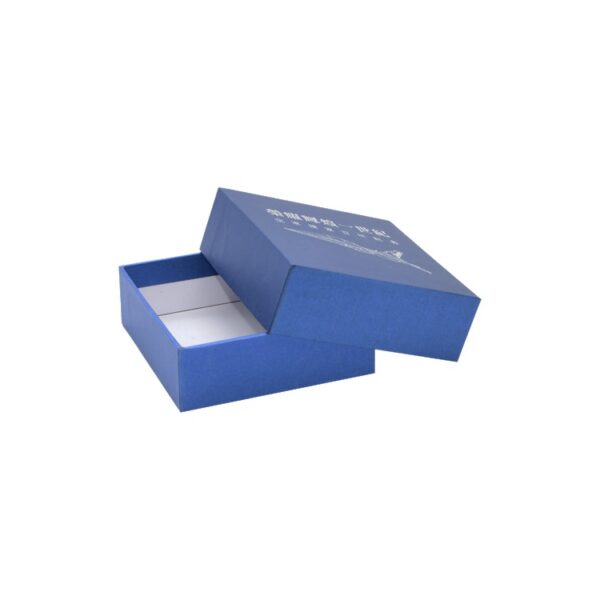 Custom Luxury Packaging Rigid Setup Box in Fancy Paper with Silver Hot Foil Stamping Logo from Manufacturer