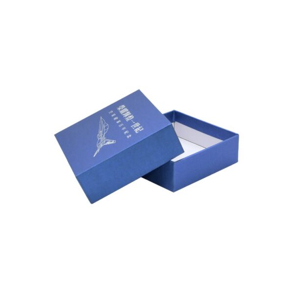 Custom Luxury Packaging Rigid Setup Box in Fancy Paper with Silver Hot Foil Stamping Logo from Manufacturer