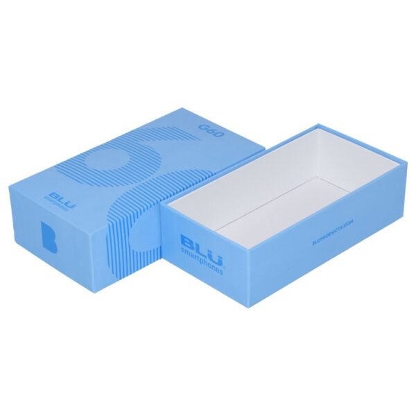 Custom Mobile Phone Boxes, Cellphone Packaging Box, Smart Phone Box in Blue Color with Spot UV Pattern