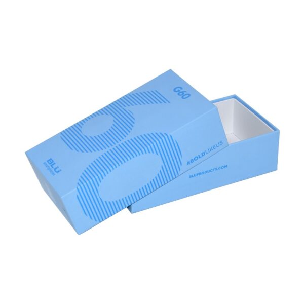 Custom Mobile Phone Boxes, Cellphone Packaging Box, Smart Phone Box in Blue Color with Spot UV Pattern