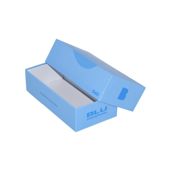 Custom Mobile Phone Boxes, Cellphone Packaging Box, Smart Phone Box in Blue Color with Spot UV Pattern