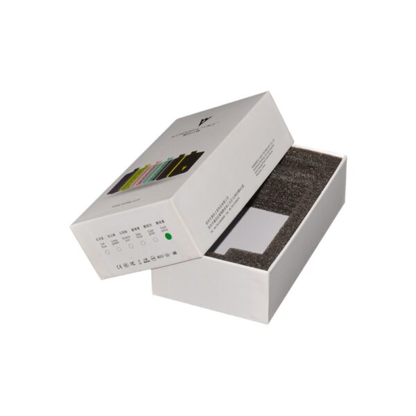 Custom Packaging Boxes for Portable Power Bank with Foam Holder in Matte White Color from China Factory