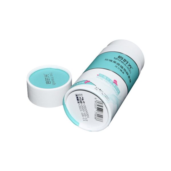 Custom Paper Cardboard Cosmetic Tube Cylinder Packaging Boxes with Silver Hot Foil Stamping Patterns