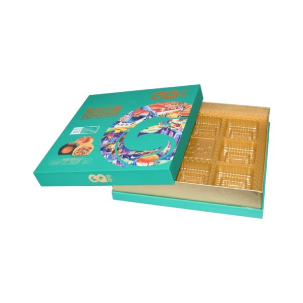 Custom Printed French Macaron Boxes, French Macarons Gift Box in Tiffany Blue Color with Glod Plastic Tray