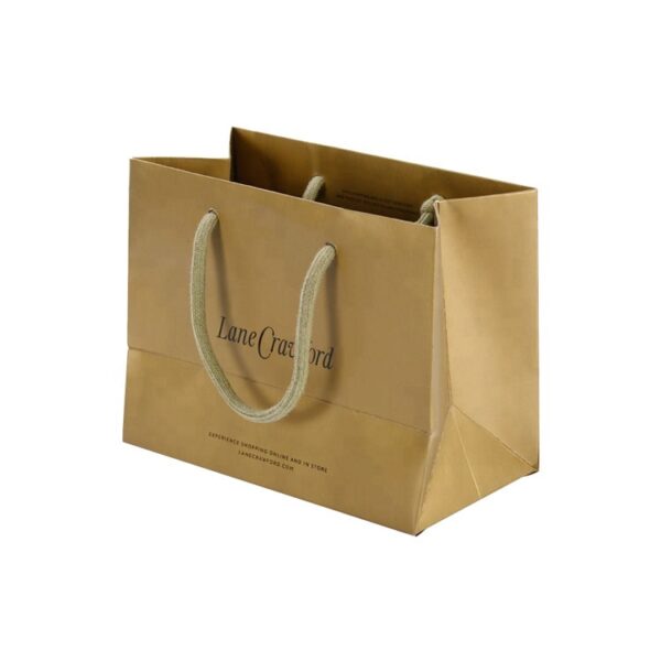 Custom Printed Gold Paper Carrier Bags with Twisted Handle, Decorative Metallic Gold Cardboard Gift Bags
