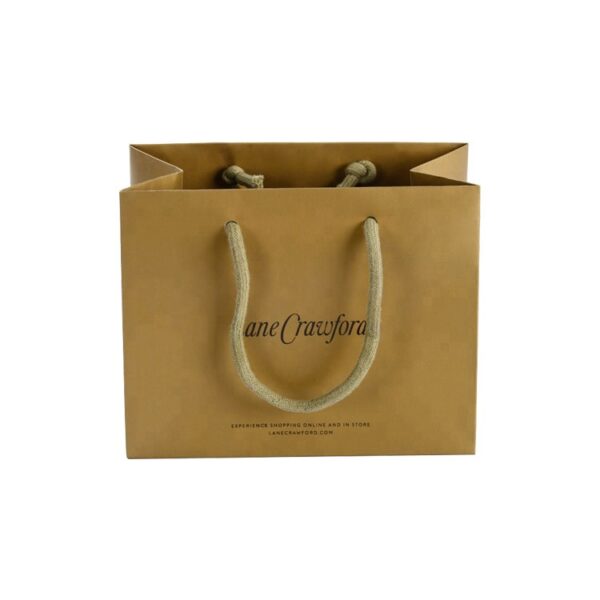 Custom Printed Gold Paper Carrier Bags with Twisted Handle, Decorative Metallic Gold Cardboard Gift Bags