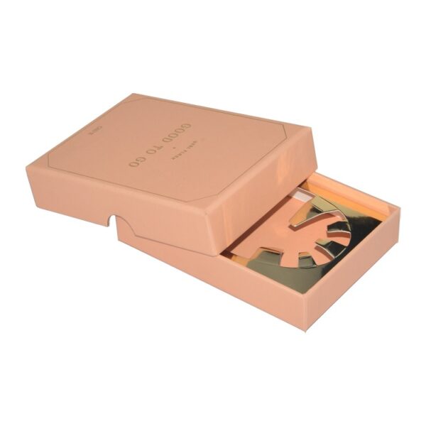 Custom Printed Two Piece Two-Piece Rigid Setup Gift Boxes with Gold Cardboard Tray for Oval Flask Packaging