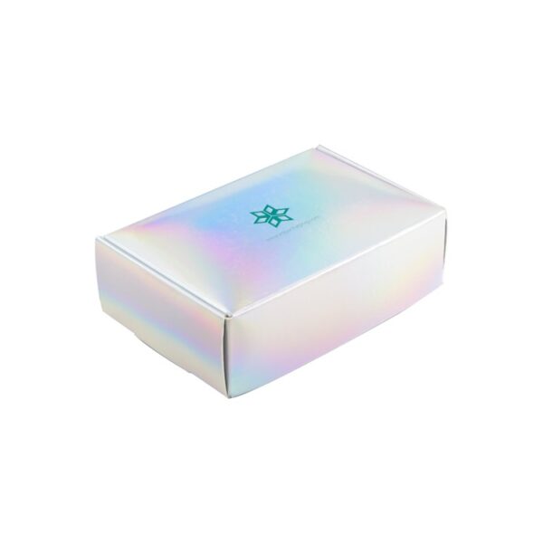 Custom Tuck Top Holographic Paper Mailing Packaging Boxes Iridescent Paper Cardboard Shipping Mailer Box