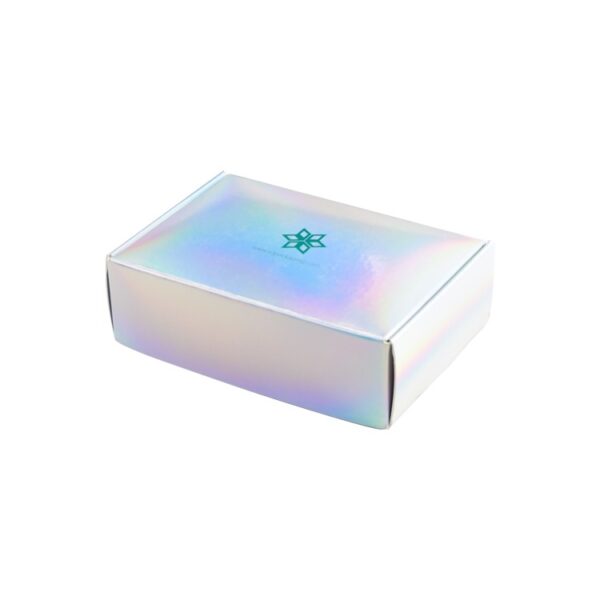 Custom Tuck Top Holographic Paper Mailing Packaging Boxes Iridescent Paper Cardboard Shipping Mailer Box