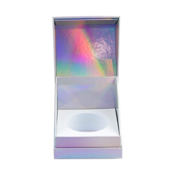 Customized Luxury Rainbow Holographic Candle Jar Bottle Box Packaging Candle Gift Boxes with EVA Insert