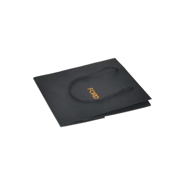 Customized Matte Black Cardboard Gift Bags for Retail Shopping with Rope Handle and Gold Hot Foil Stamping Logo
