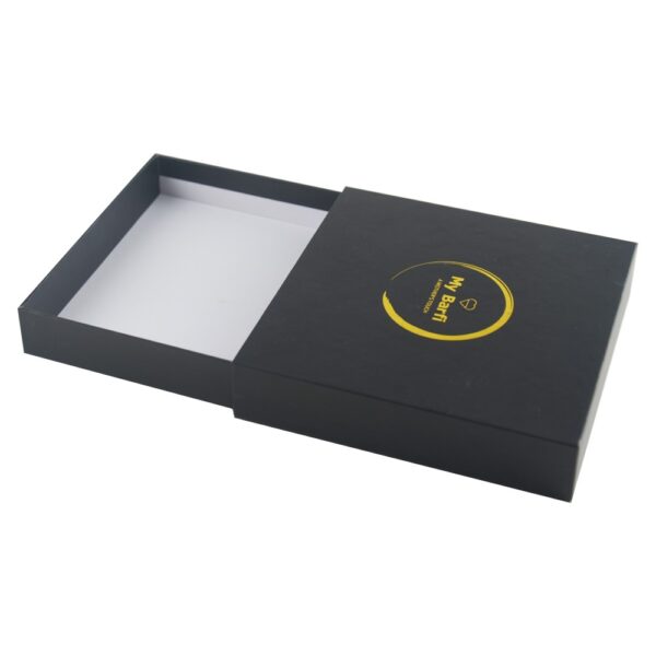 Customized Rigid Cardboard Paper Slide Sliding Drawer Boxes Packaging with Gold Hot Foil Stamping Logo