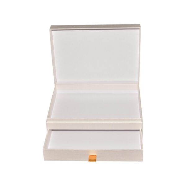 Double Layer Paper Gift Boxes, Custom Pearl Paper Gift Packaging Box for Preserved Flower with Silk Ribbon