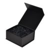 Elegant Matte Black Rigid Magnetic Closure Gift Box with Shredded Tissue Paper Holder for Cosmetics Packaging