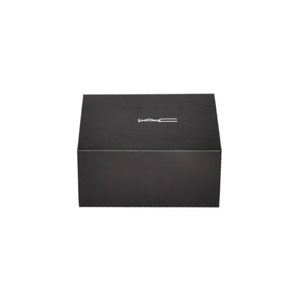 Elegant Matte Black Rigid Magnetic Closure Gift Box with Shredded Tissue Paper Holder for Cosmetics Packaging