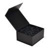 Elegant Matte Black Rigid Magnetic Closure Gift Box with Shredded Tissue Paper Holder for Cosmetics Packaging