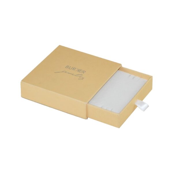 Fancy Paper Sliding Drawer Gift Box with Velvet Tray and Silver Hot Foil Stamping Logo for Jewelry Packaging