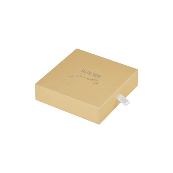 Fancy Paper Sliding Drawer Gift Box with Velvet Tray and Silver Hot Foil Stamping Logo for Jewelry Packaging
