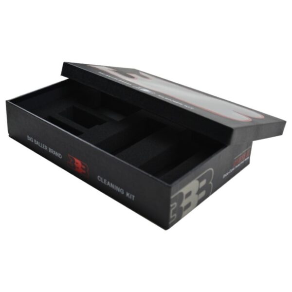 Faux Leather Rigid Gift Boxes, Custom Logo Luxury Black PU Leather Branded Gift Box for Shoe Cleaning Kit