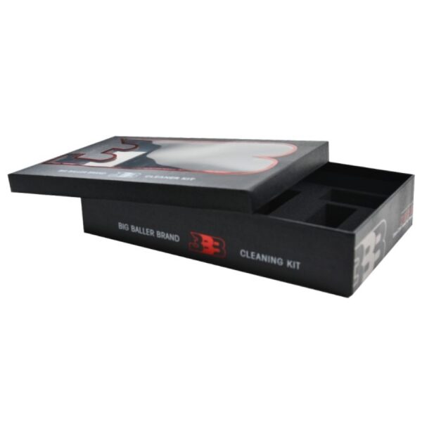 Faux Leather Rigid Gift Boxes, Custom Logo Luxury Black PU Leather Branded Gift Box for Shoe Cleaning Kit