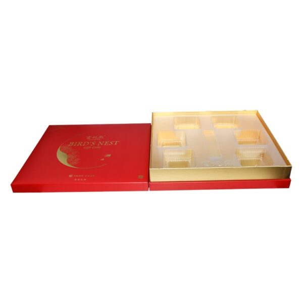 High End Gift Packaging Box for Malaysia Bird Nest with Plastic Holder and Gold Hot Foil Stamping Logo