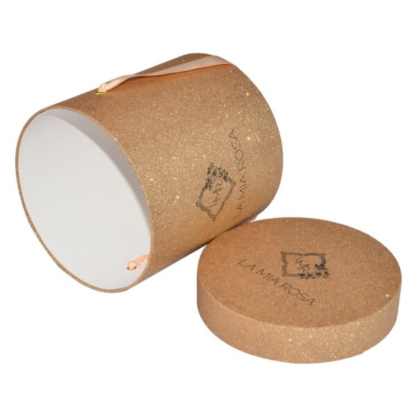 High Quality Glitter Paper Cylinder Box, Single Rose Flower Box, Glitter Paper Round Box with Customize Logo